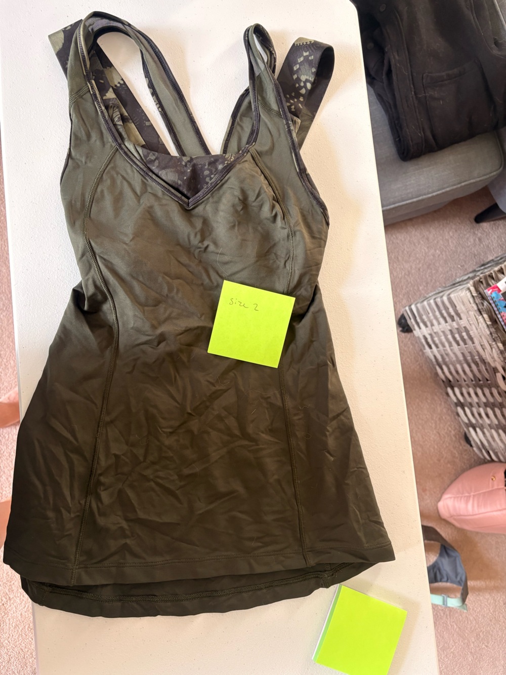 lululemon athletica Olive Green Strappy Tank Top